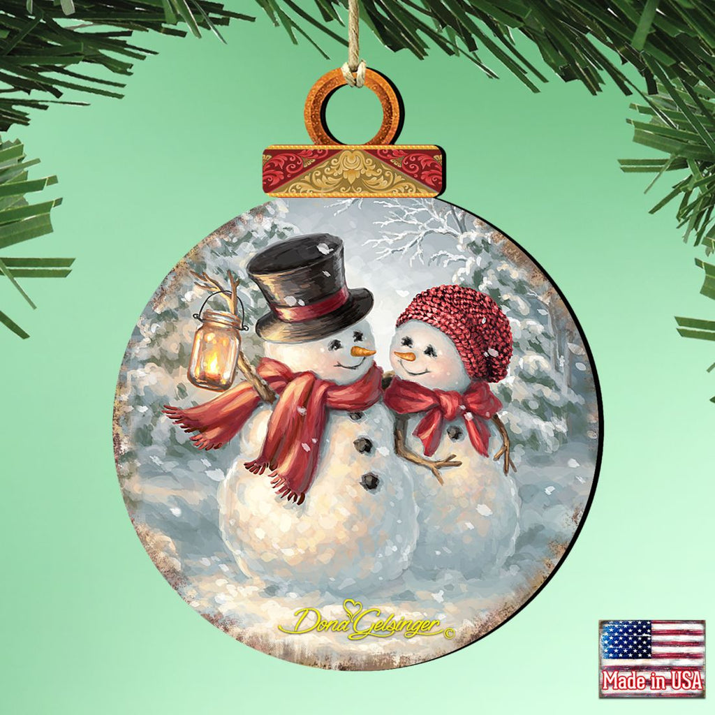 Snow Much in Love Couple Wooden Ornaments by Gelsinger - Christmas Santa Snowman Decor - 8021018-1708