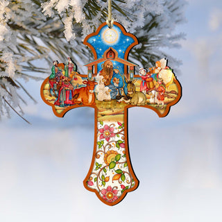 Nativity Cross Wooden Ornaments by G. DeBrekht - Nativity Holiday Decor - 8191164
