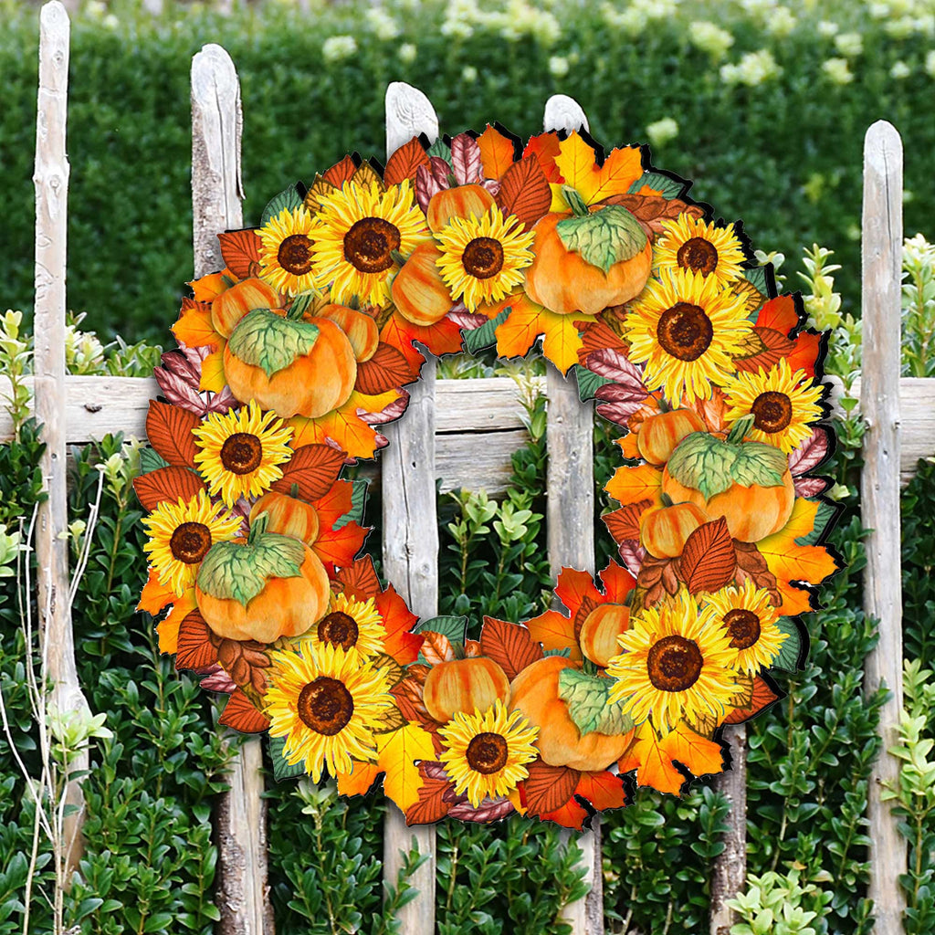 Fall Holiday Door Wreath by G. DeBrekht - Thanksgiving Halloween Decor - 8185305H