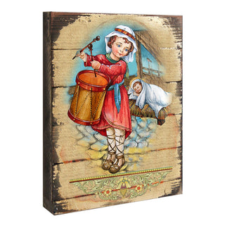 Drummer Boy Wooden Gold Plated Religious Christian Sacred Icon - Inspirational Icon Decor - 85044