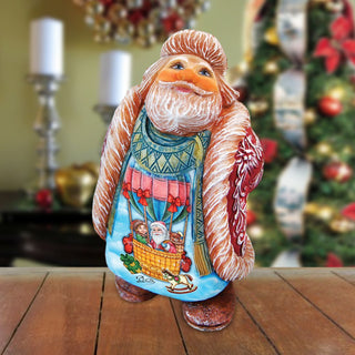 Balloon Ride Santa Handcrafted Christmas Figurine - G. DeBrekht - Christmas Santa Snowman Decor - 534513