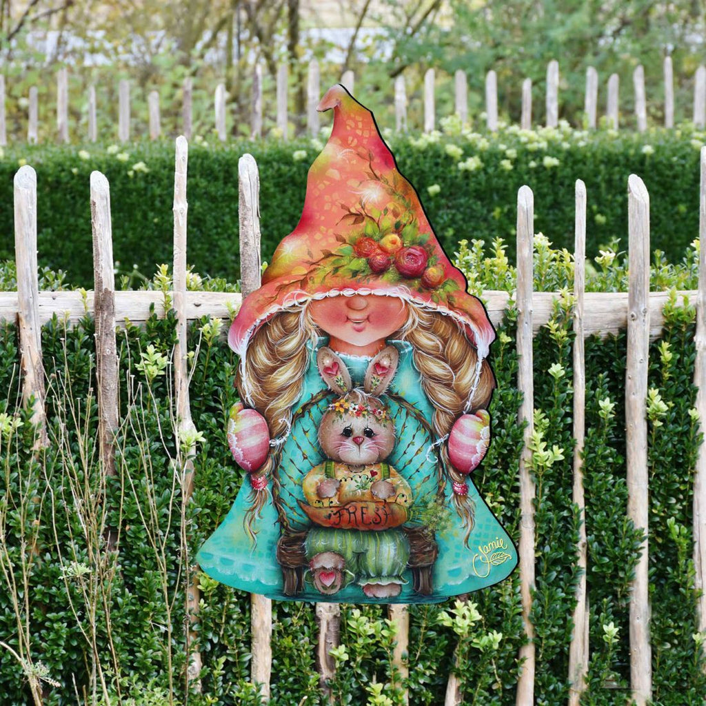 Gnome Girl Bunny Easter Door Decor by Jamie Mills-Price - Easter Spring Decor - 8457610H