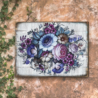 Floral Composition Rustic Wooden Wall Art by G. DeBrekht - Floral Ornamental Decor - 85101B