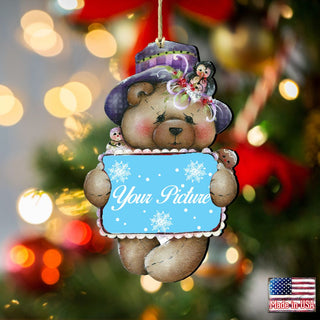 Teddy Bear Picture Frame Ornaments - Ornament for Photo - Christmas Decor - 8457510PF