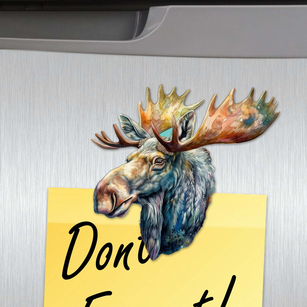 Majestic Moose Decorative Eco Wood Magnets Set of 6 by G. Debrekht - Wildlife Decor - 8090108G-S6