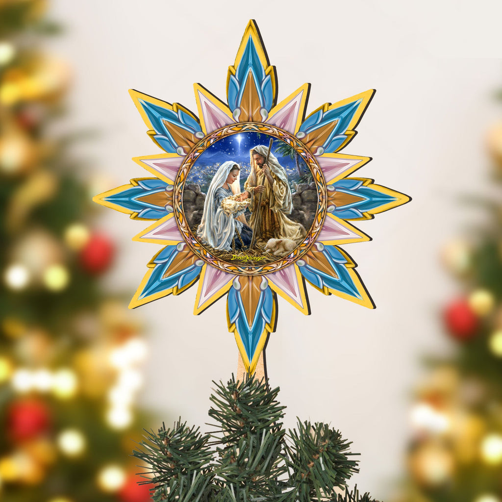 Glory to God Star Tree Topper Wooden Decor by D. Gelsinger - Nativity Holiday Decor - 89517-DG