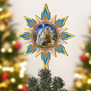 Glory to God Star Tree Topper Wooden Decor by D. Gelsinger - Nativity Holiday Decor - 89517-DG