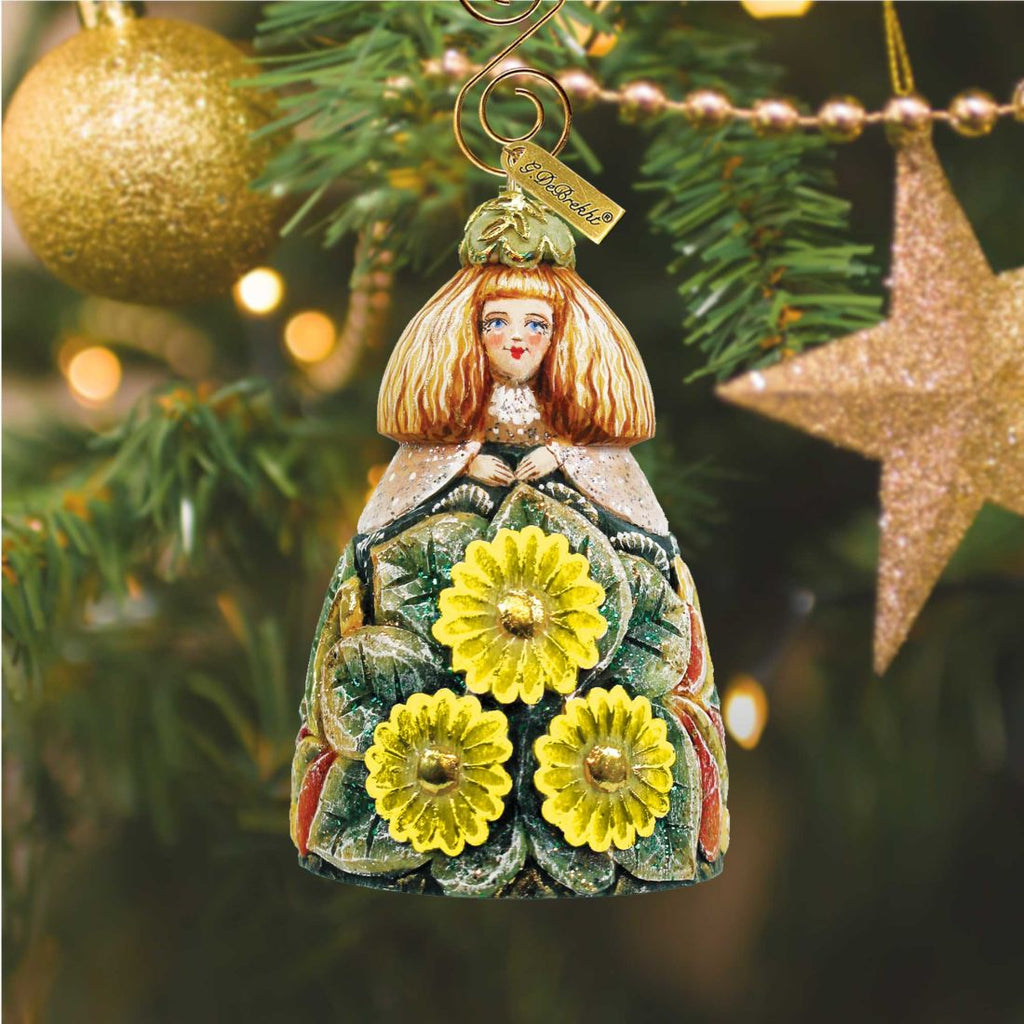 Sunflower Girl Bell Sculpted Hand-Painted Christmas Ornament by G. DeBrekht - Love Family Kids Decor - 623111