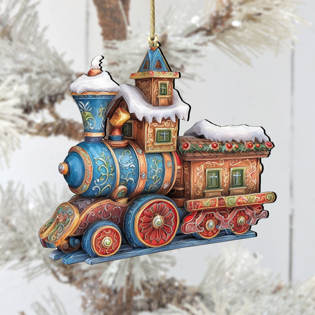 Christmas Train Wooden Ornaments by G. Debrekht - Christmas Decor - 8100198-1