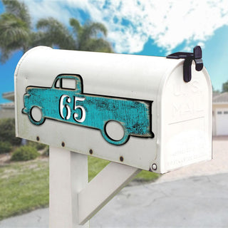 Pick Up Truck Wooden Personalized House Number Sign - Love Family Kids Decor - Handcrafted Wooden Handcrafted Wooden Address Sign - MA98542