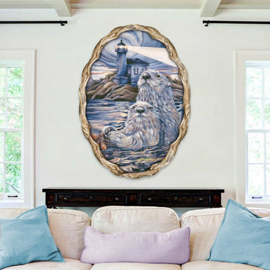Starlight Otter Lighthouse Wall Hanger by J. Bergsma - Coastal Sea-Life Decor - 8591572W-JB