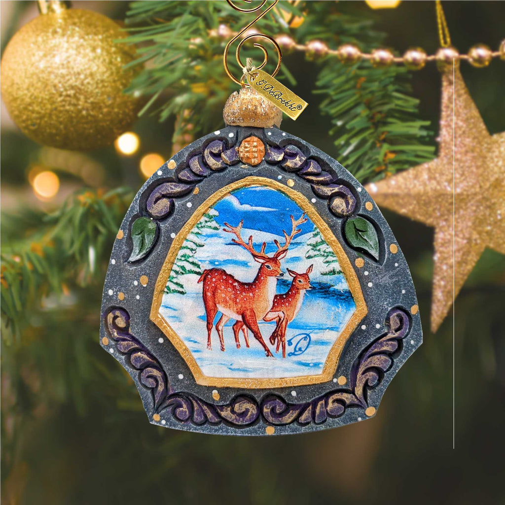 Hand Painted Scenic Ornament Deer Family Ornament - 6102839 by G. DeBrekht