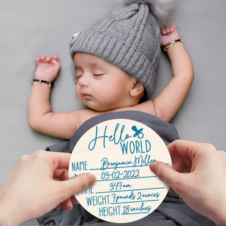 Hello World New Baby Sign - Birth Announcement - Birth Stats Sign - New Mom Gift 961046