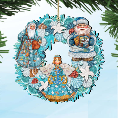 Coastal Guardian Angel Wreath Holiday Ornament by G. DeBrekht - Coastal Holiday Decor - 8185306-4