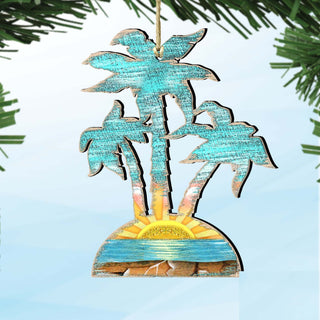 Rustic Palm Trees Wooden Ornaments by G. DeBrekht - Coastal Holiday Decor - 8198415