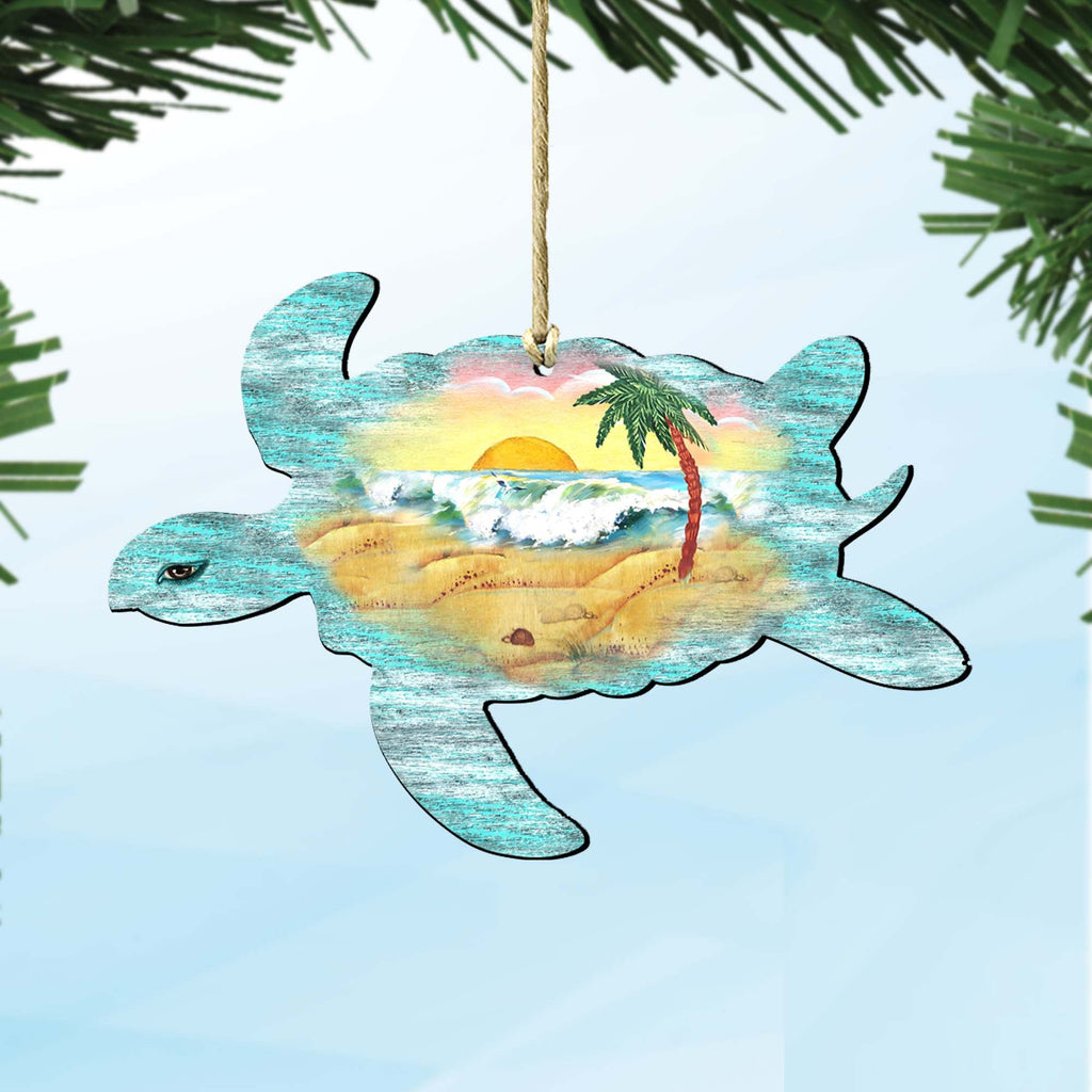 Turtle Wooden Ornaments by G. DeBrekht - Coastal Holiday Decor - 8198518