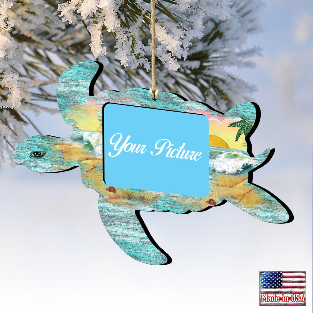 Sea Turtle Coastal Picture Frame Ornaments - Ornament for Photo - Coastal Holiday Decor - 8198518PF
