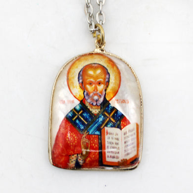 One-of-a-Kind Mother of Pearl Lacquered Miniature Jewelry Pendant 1 x 1.25