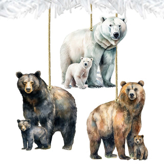 Alaskan Bears Eco Wood Ornaments Set of 3 by G. Debrekht - Wildlife Holiday Decor - 8091320S3