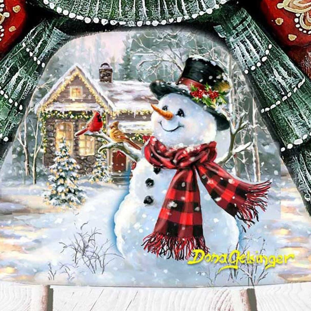 Old Fashion Snowman Santa Hand-Painted WOODCARVED Figurine by D. Gelsinger - Christmas Santa Snowman Decor - 242111-DG