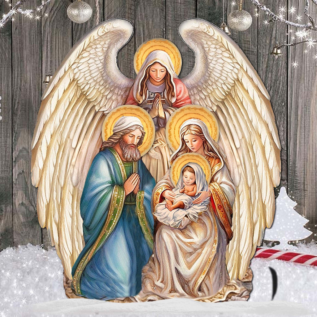 Nativity with Angel Outdoor Decor by G. Debrekht - Nativity Holiday Decor - 8611056F