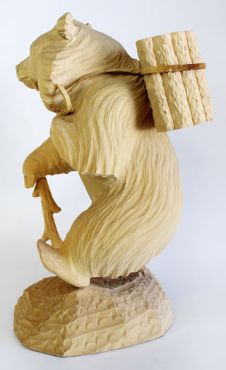 One-of-a-Kind Bear with Woods Wood Carved Figurine 14