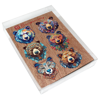 Mystical Bears Clip-On Eco Wood Decorative Ornaments Set of 6 by G. Debrekht - Wildlife Decor - 8090120C-S6