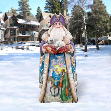 Santa and the Guardian Angels Christmas Outdoor Scene by G. DeBrekht - Christmas Santa Snowman Decor - 811832F