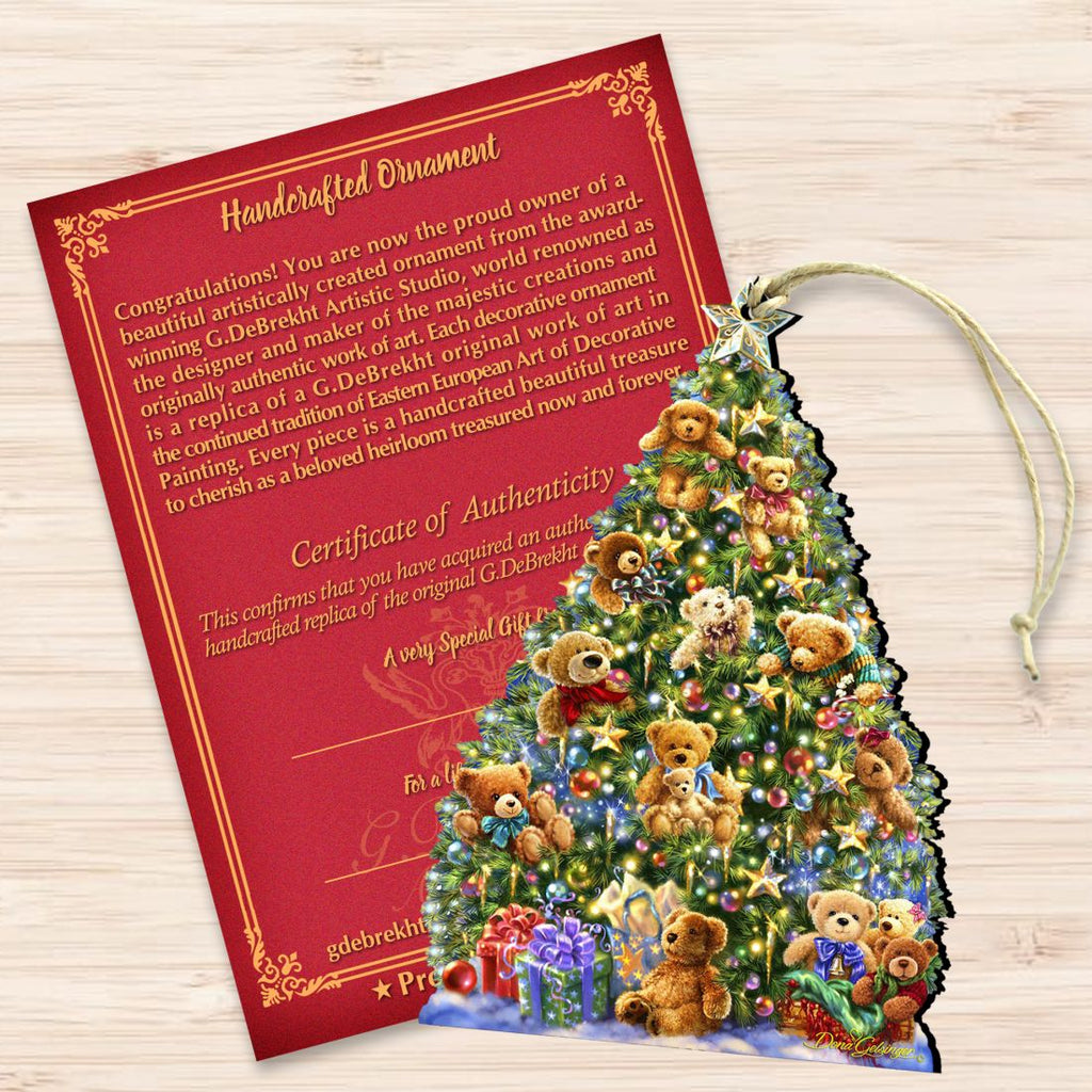 Teddy Bear Tree Wooden Ornaments by Gelsinger - Christmas Decor - 8161019-1101