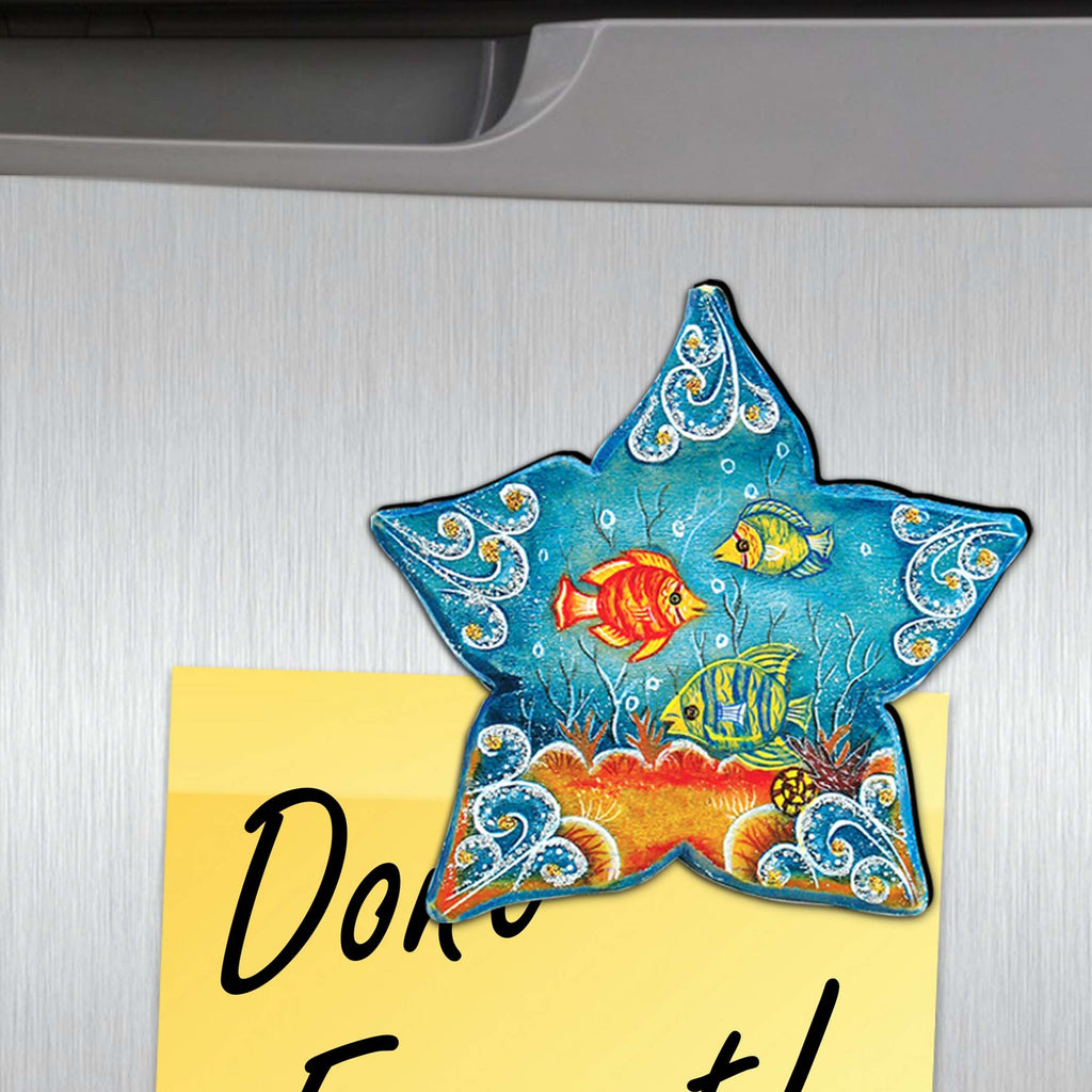 Ocean Treasures Decorative Eco Wood Magnets Set of 6 by G. Debrekht - Coastal Decor - 8090063G-S6