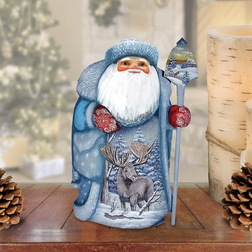 Wild Elk Family Santa Hand-Painted WOODCARVED Masterpiece by G. DeBrekht - Wildlife Holiday Decor - 2821453 *** PRE-ORDER - Handmade Just for You! ***