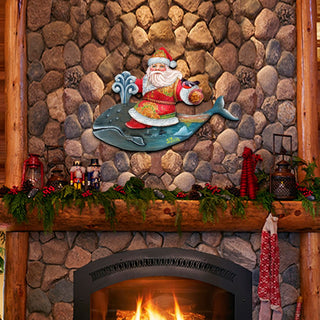 Whale Santa Christmas Door Decor by G. DeBrekht - Christmas Santa Snowman Decor - 8117827H