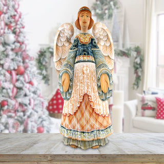 Guardian Angel Hand-Painted WOODCARVED Masterpiece by G. DeBrekht - Nativity Holiday Decor - L25110 *** PRE-ORDER - Handmade Just for You! ***