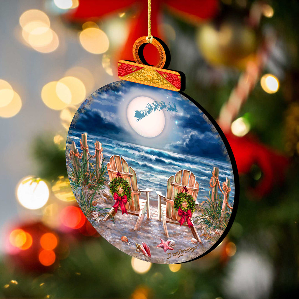 Moonlight Christmas Holiday Wooden Ornaments by D. Gelsinger - Christmas Decor - 8652817-DG