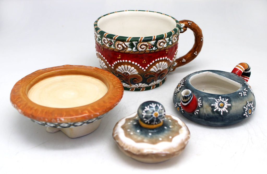 Snow Winter 4-Pieces Ceramic Tea Set, G.DeBrekht Limited Edition Reserve