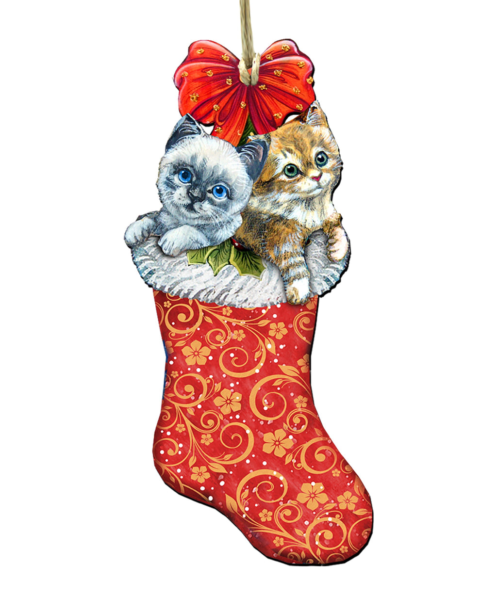 Kitty Cats Christmas Stocking Christmas Door Decor by G. DeBrekht - Christmas Santa Snowman Decor - 8114021H