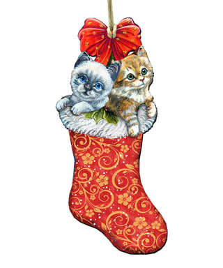 Kitty Cats Christmas Stocking Christmas Door Decor by G. DeBrekht - Christmas Santa Snowman Decor - 8114021H