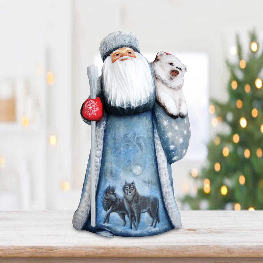 Wolf Santa Hand-Painted WOODCARVED Masterpiece by G. DeBrekht - Wildlife Holiday Decor - 2821701 *** PRE-ORDER - Handmade Just for You! ***