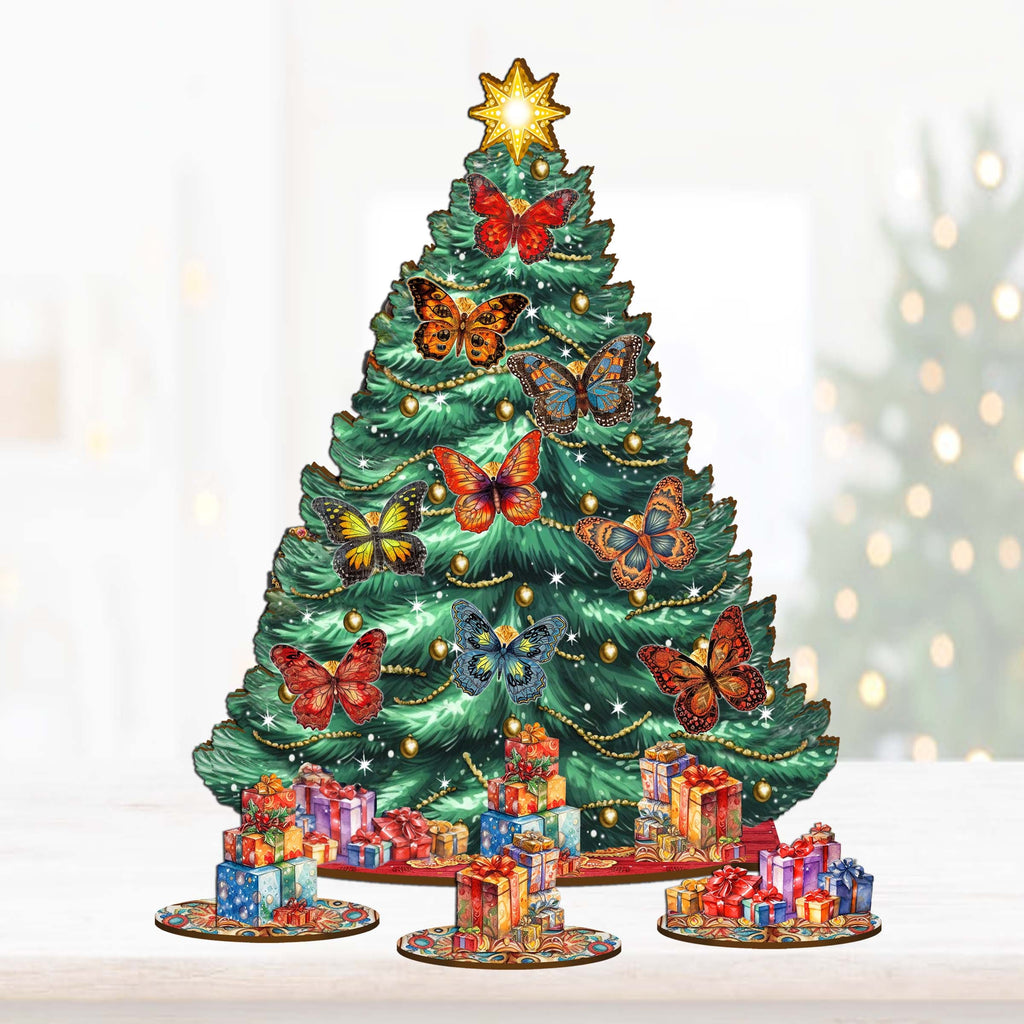 Butterfly Christmas Tree Eco Wood Set by G.DeBrekht Christmas Decor - 8091510