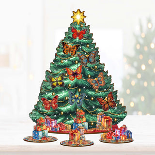 Butterfly Christmas Tree Eco Wood Set by G.DeBrekht Christmas Decor - 8091510