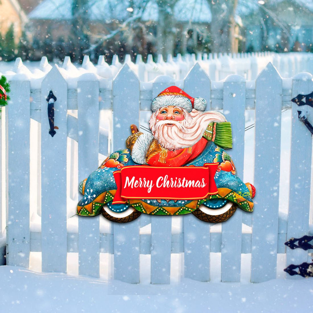 Merry Christmas Santa Door Decor by G. DeBrekht - Christmas Santa Snowman Decor - 8112045-2H