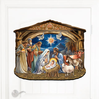 The Birth of Jesus Nativity Scene Holiday Door Decor by G. Debrekht - Nativity Holiday Decor - 8652761H