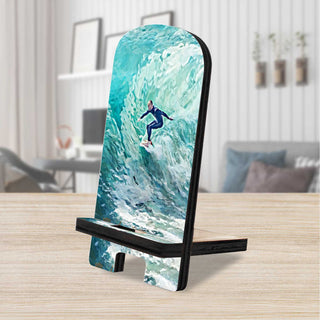 Surfer Coastal Cell Phone Stand Wood Mobile Tablet Holder Charging Station Organizer - 892041