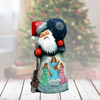 Singing Angels Santa Hand-Painted WOODCARVED Figurine by G. DeBrekht - Nativity Holiday Decor - 8214492 *** PRE-ORDER - Handmade Just for You! ***
