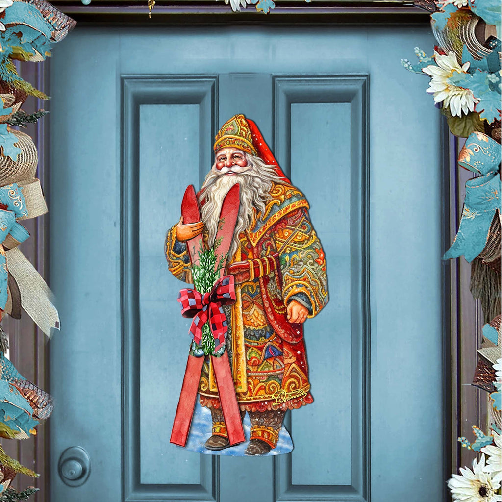 Santa's Skiing Adventure Holiday Door Decor by G. Debrekht - Christmas Santa Snowman Decor - 8691403H