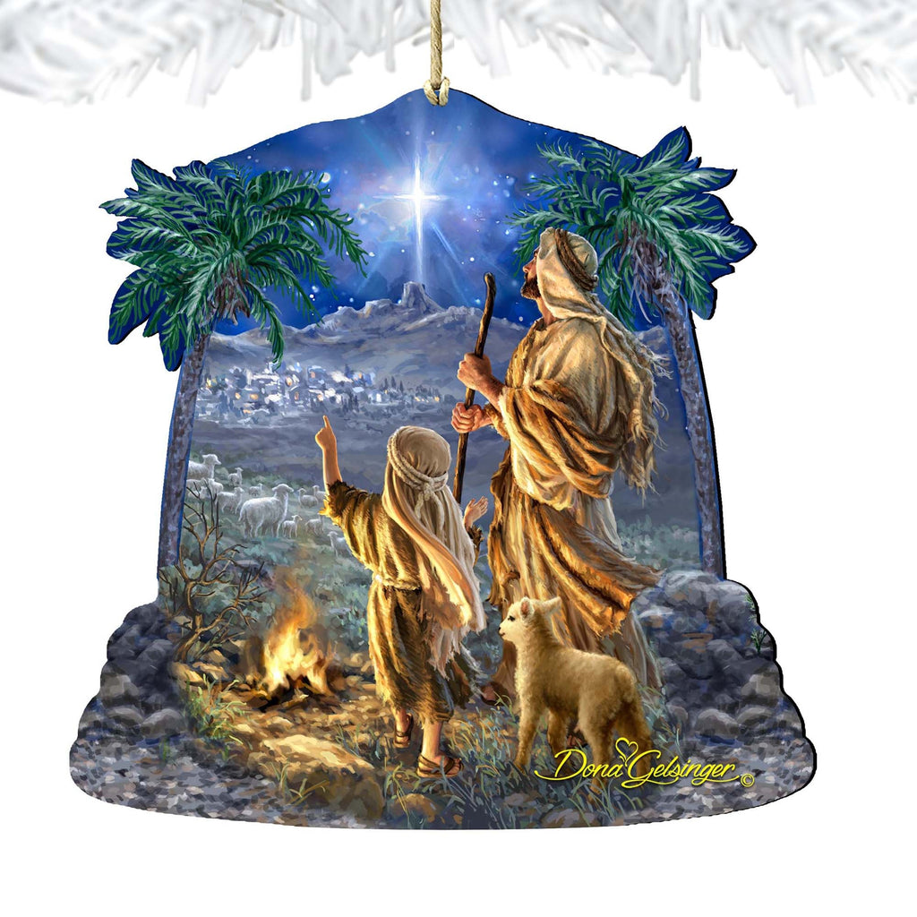 Shepherds Keeping Watch Wooden Ornaments by Gelsinger - Nativity Holiday Decor - 8161025-1838