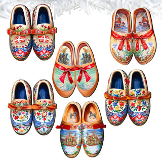Danish Shoes Clip-On Eco Wood Decorative Ornaments Set of 6 by G. Debrekht - Love Family Decor - 8090073C-S6