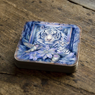 Tiger in the Garden Wooden Cork Coasters Gift Set of 4 by J. Bergsma - Wildlife Decor - 8199461C-S4