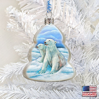 Polar Bears Family Mercury Glass Ornament by G. DeBrekht - Wildlife Holiday Decor - 771045