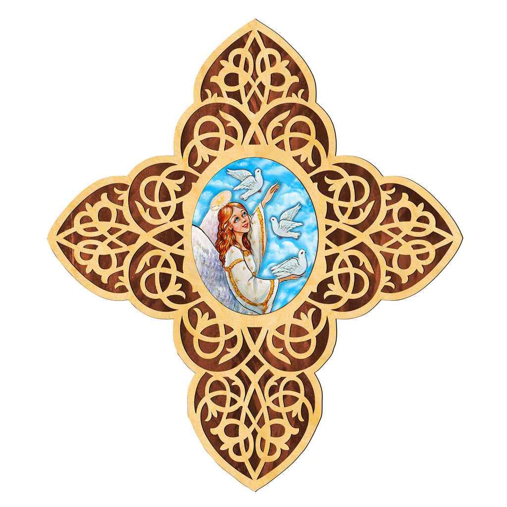 Guardian Angel Dove Filigree Wooden Cross by Museum Icons - Inspirational Icon Decor - 88491